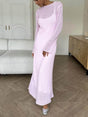 Aurohaya Classic Soft Knit Hollow Maxi Skirt + Vest Skirt Set Pink One Size