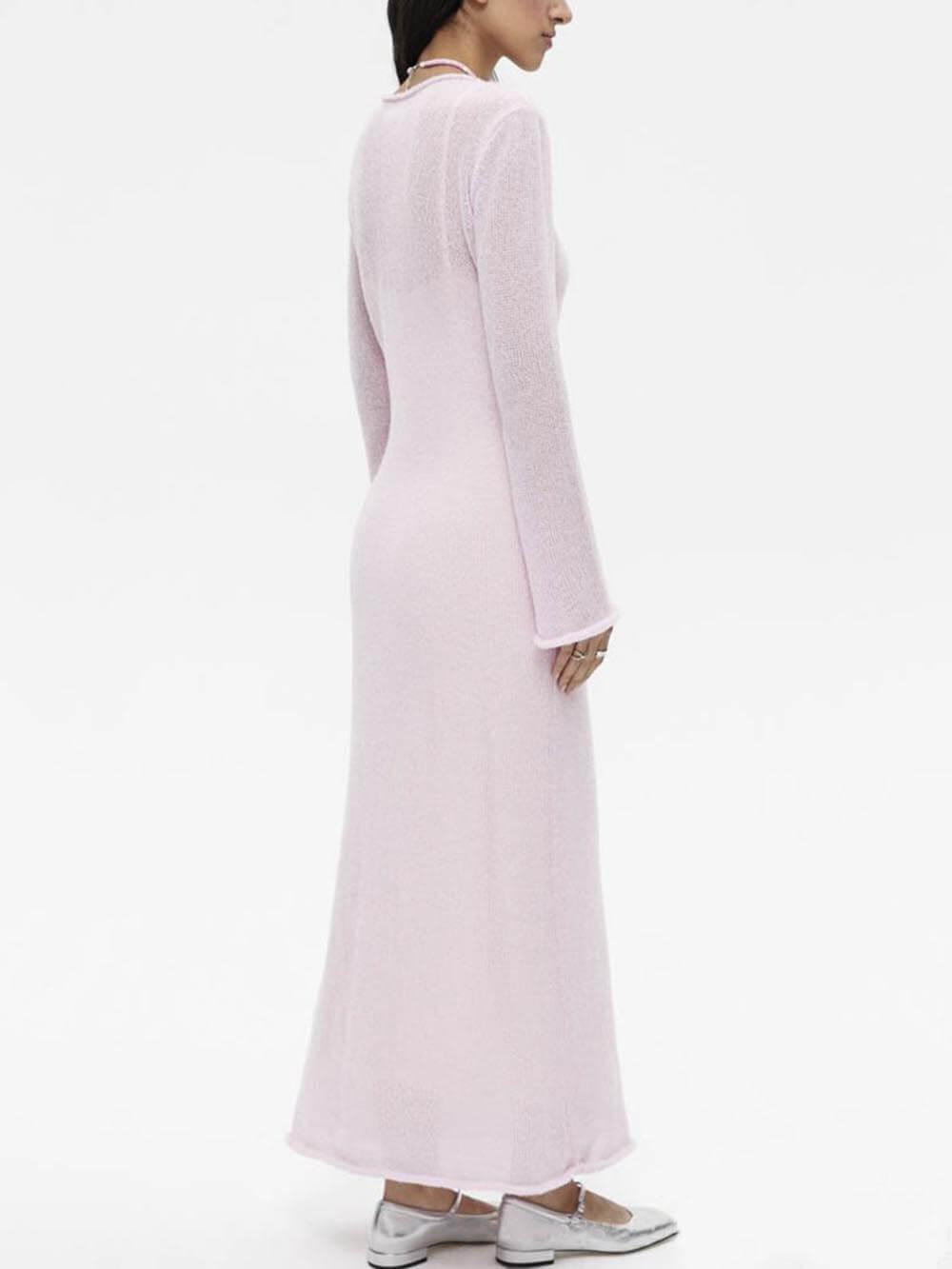 Aurohaya Classic Soft Knit Hollow Maxi Skirt + Vest Skirt Set