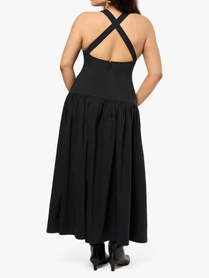 Aurohaya Exquisite Peplum Drop Waist Midi Dress