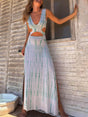 Aurohaya Unique Tie-Dye Print Hollow Slit Maxi Dress Green