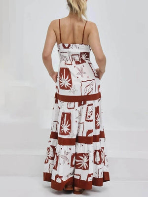 Aurohaya Elegant Ruffled With Floral Print Maxi Dress