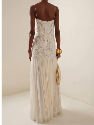 Aurohaya Three-dimensional Flower Splicing Sling Dress