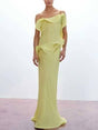 Aurohaya Playful Curled Hem Slim Fit Maxi Dress Yellow