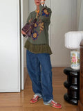 Casual Symmetrical Pattern Fringed Sweater