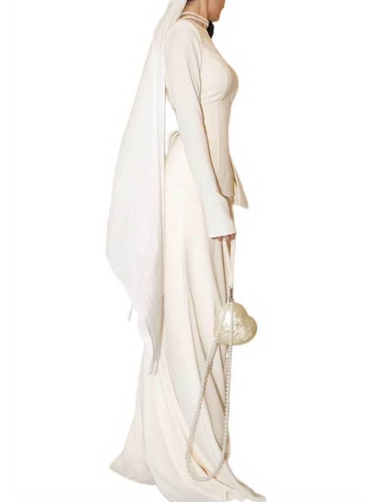 Aurohaya Waist Belt Design Maxi Dress Set