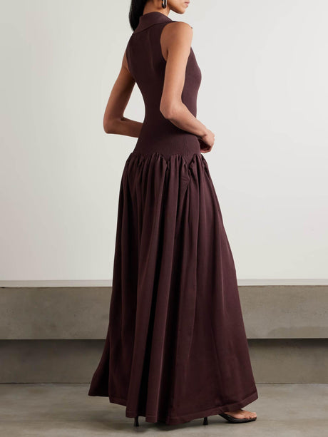 Aurohaya Fashion Knitted Corset Patchwork A-line Pleated Maxi Dress