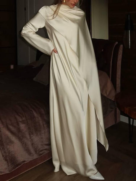 Aurohaya Slanted Hem Scraf Design Maxi Dress