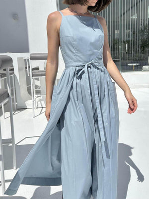 Aurohaya Unique Side Slit Lace-Up Pocket Vest Dress