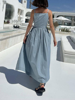 Aurohaya Unique Side Slit Lace-Up Pocket Vest Dress