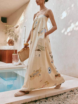 Aurohaya Sling Printed Maxi Dress