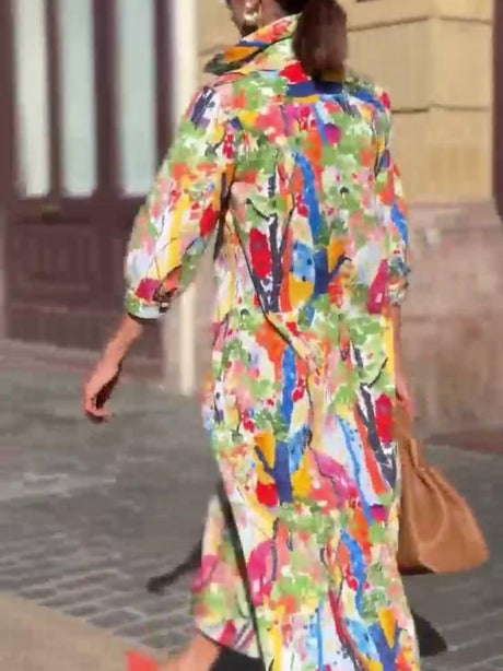 Aurohaya Unique Print Shirt Dress