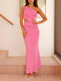 Aurohaya Oblique Collar Three-dimensional Flower Dress Pink