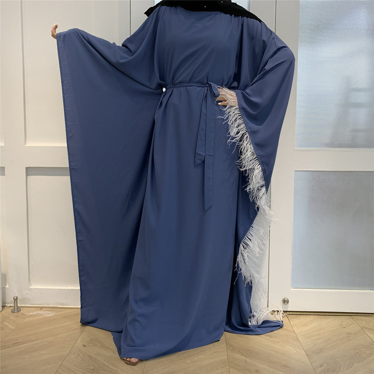Feather Batwing Sleeves Abayas