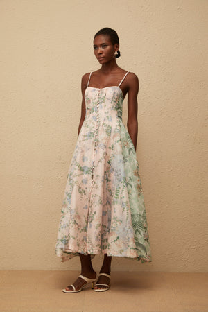Aurohaya Aurore Pink Floral Print Maxi Dress