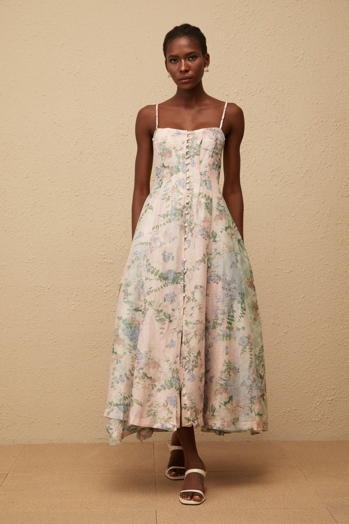 Aurohaya Aurore Pink Floral Print Maxi Dress