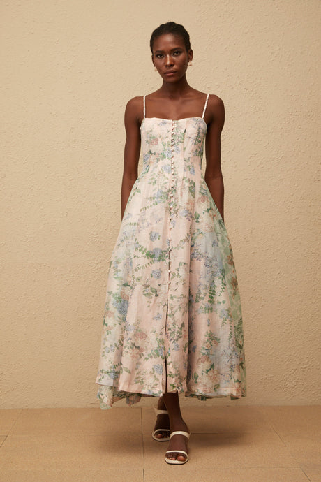 Aurohaya Aurore Pink Floral Print Maxi Dress