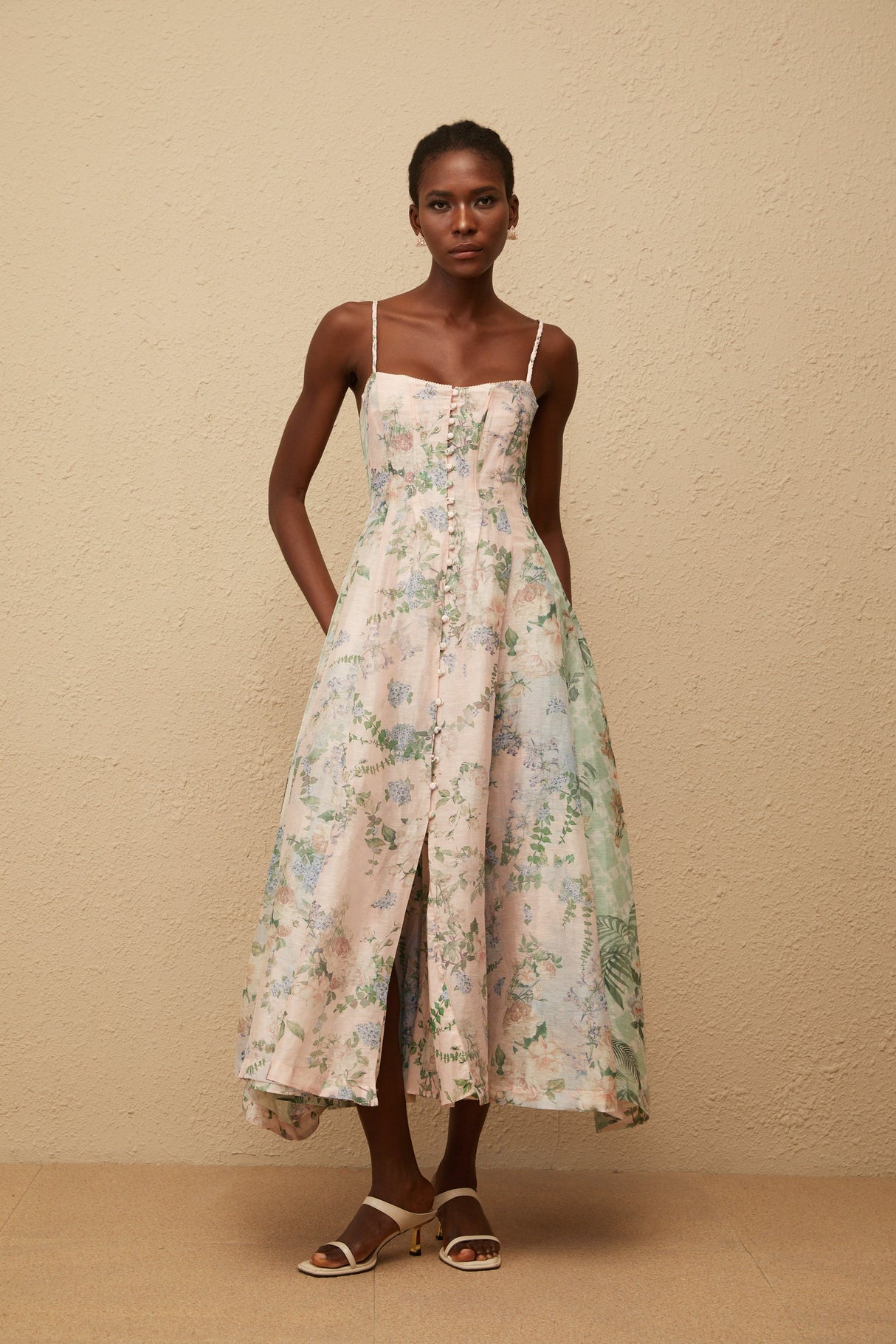 Aurohaya Aurore Pink Floral Print Maxi Dress