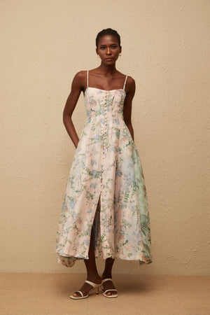 Aurohaya Aurore Pink Floral Print Maxi Dress