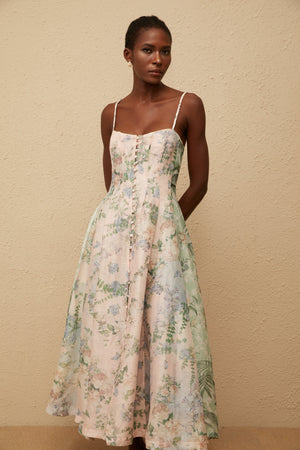 Aurohaya Aurore Pink Floral Print Maxi Dress