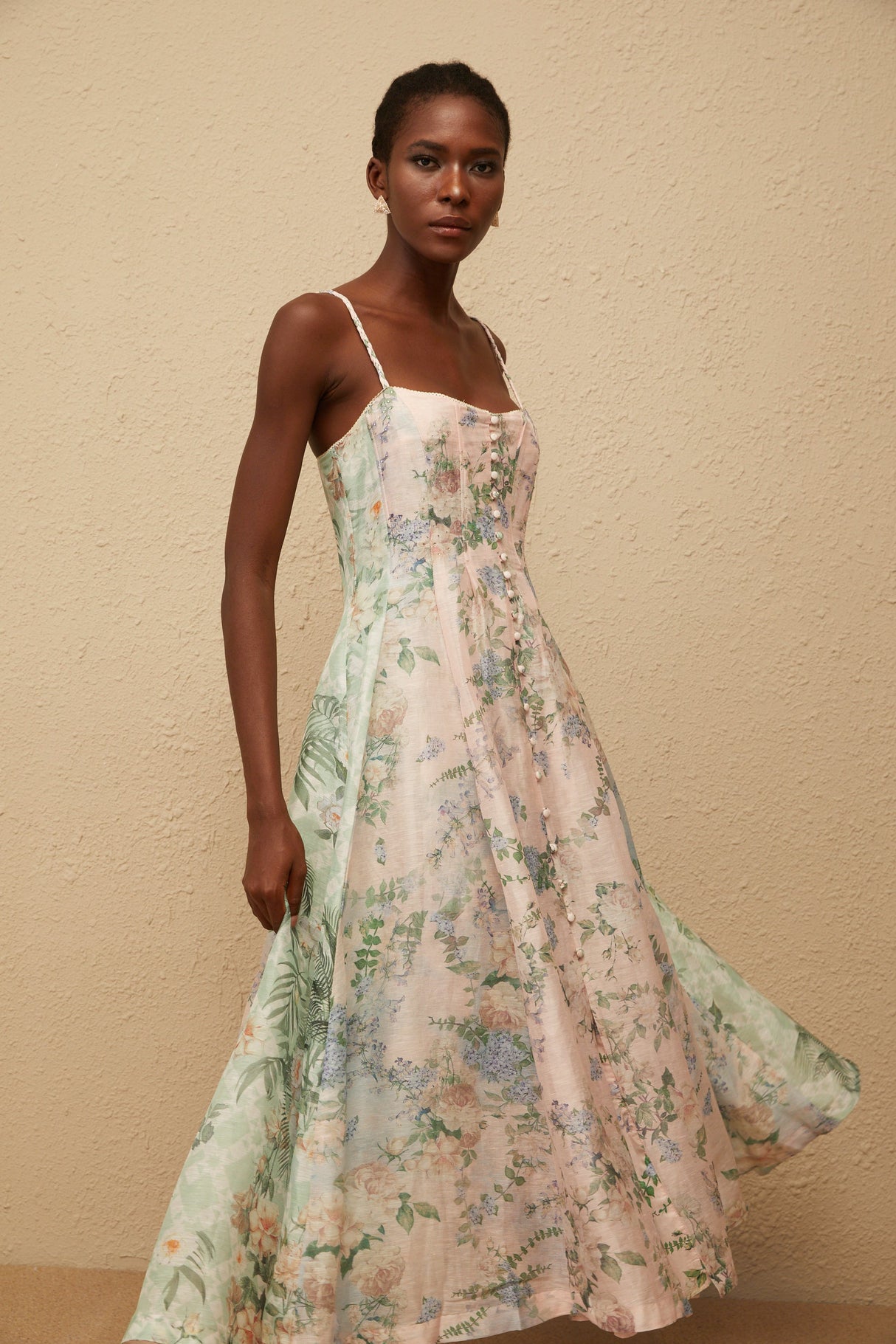 Aurohaya Aurore Pink Floral Print Maxi Dress