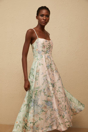 Aurohaya Aurore Pink Floral Print Maxi Dress