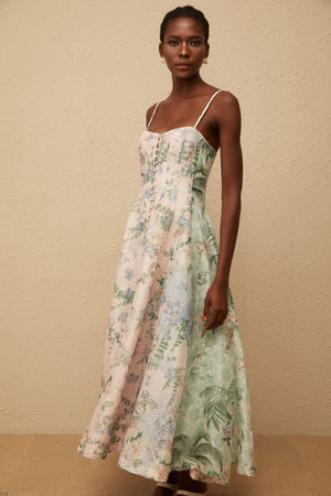 Aurohaya Aurore Pink Floral Print Maxi Dress