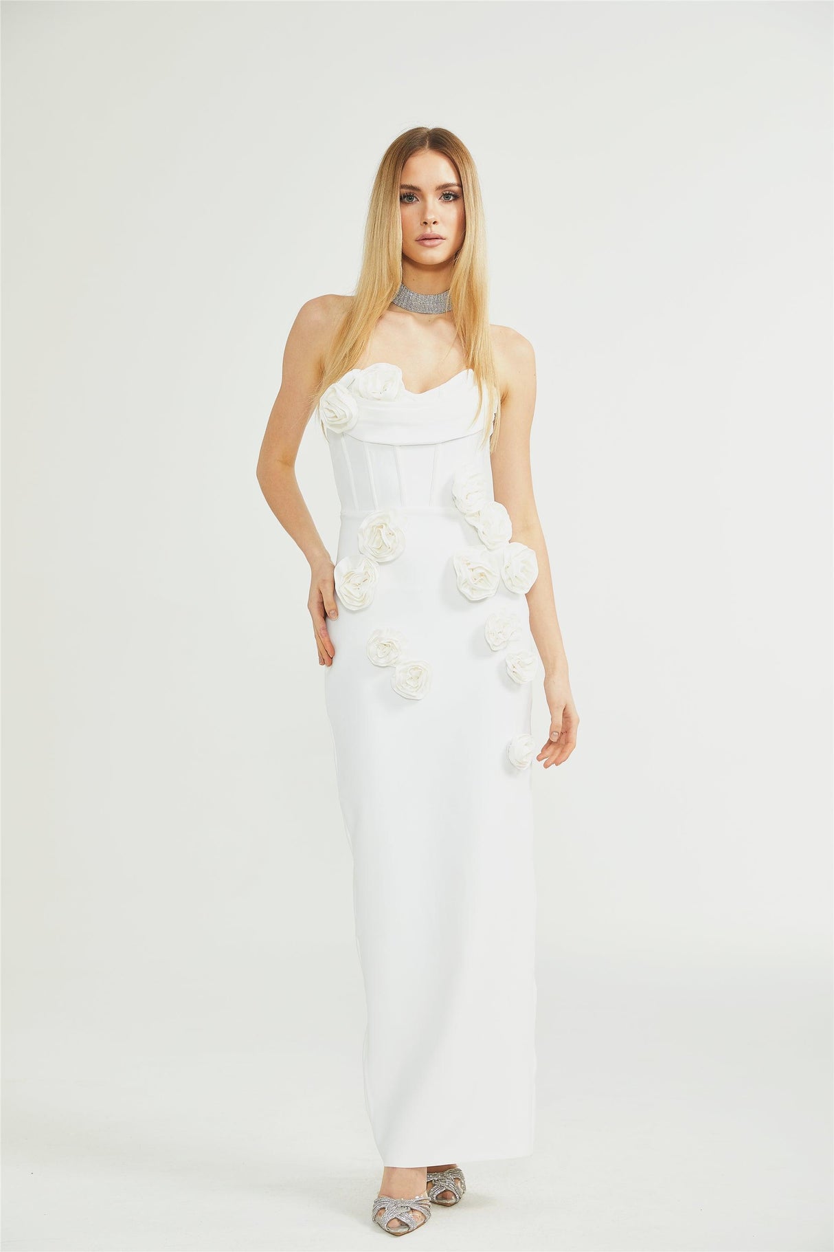 Aurohaya Geneviève off-shoulder floral dress