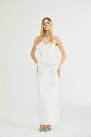 Aurohaya Geneviève off-shoulder floral dress