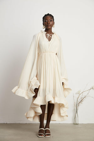 Aurohaya Ophélie cape-design midi dress