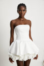 Aurohaya Maëlys white petal-layered strapless corset mini dress White