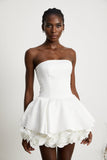 Maëlys white petal-layered strapless corset mini dress