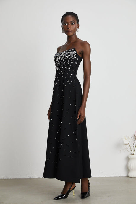 Aurohaya Melisande black embellished maxi dress