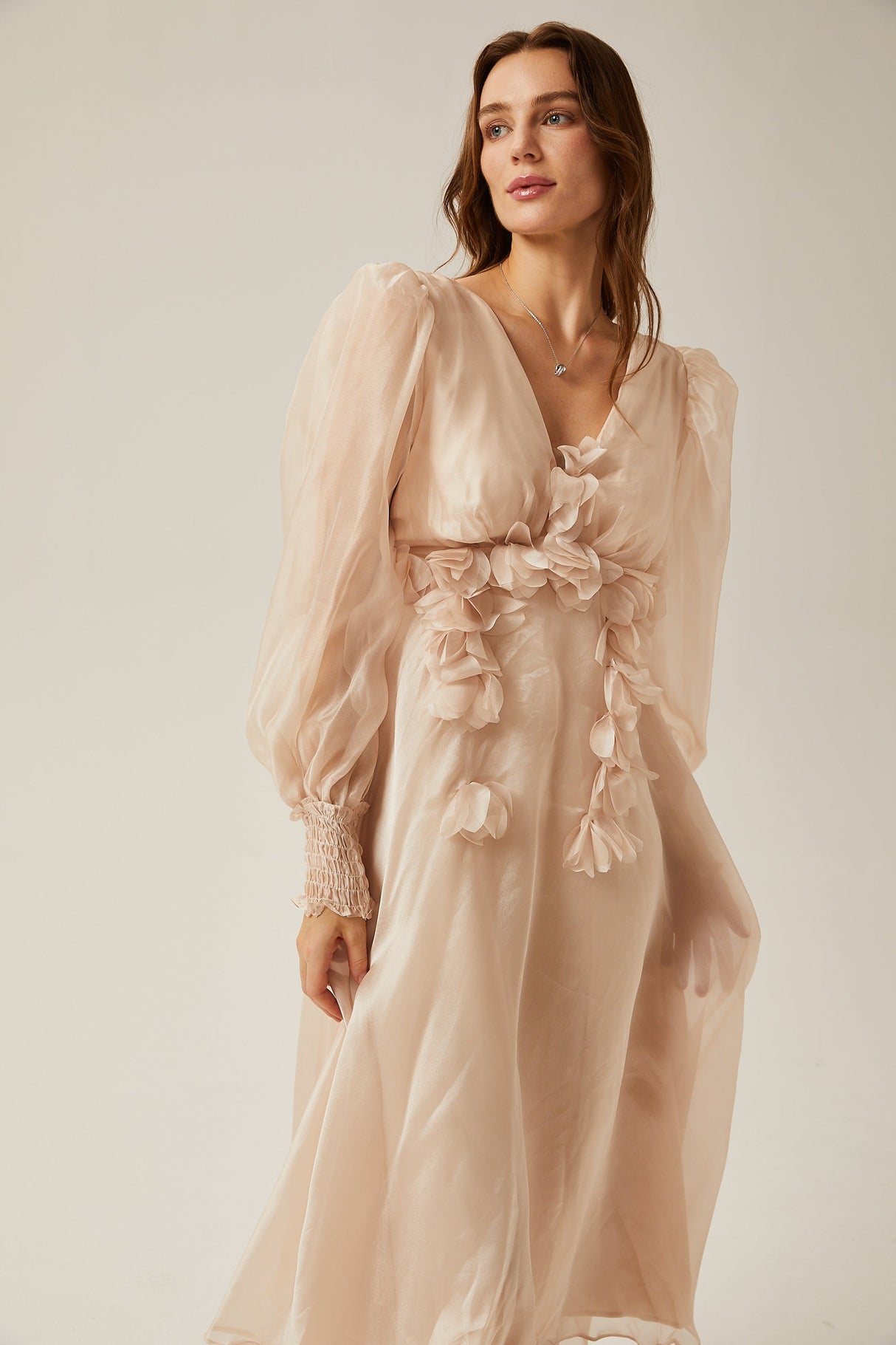 Aurohaya Lucie faux-floral embellished midi dress