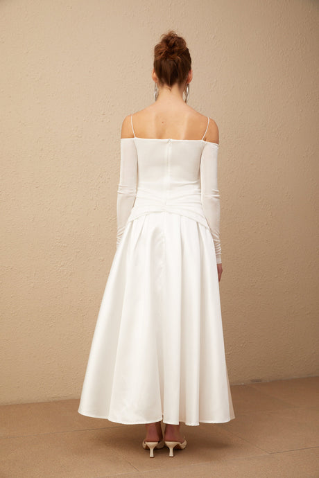 Aurohaya Nadine off-shoulder panelled maxi dress in White