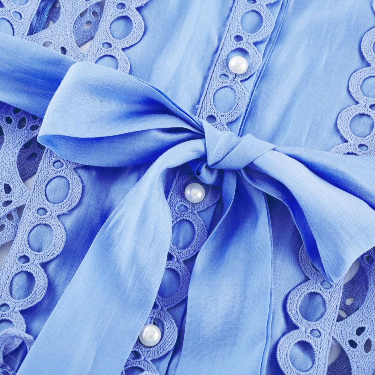 Aurohaya Mireille Blue Cut-out Belted Mini Dress