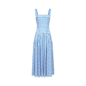 Aurohaya Diane blue gingham midi dress
