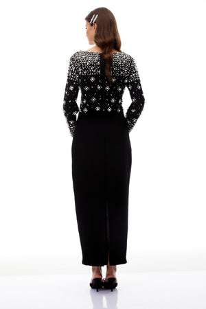 Aurohaya Denise Black Fully Embellished Blouse & Skirt Set