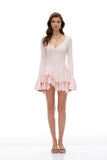 Roseline Pink Asymmetrical Ruffled Tiered Mini Dress