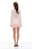 Roseline Pink Asymmetrical Ruffled Tiered Mini Dress