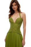 Isaline Emerald Corset Maxi Dress