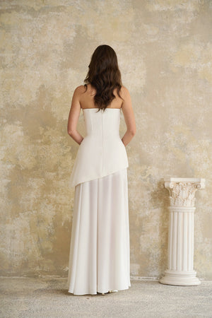 Aurohaya Melisande White Embellished Dress & Skirt Set
