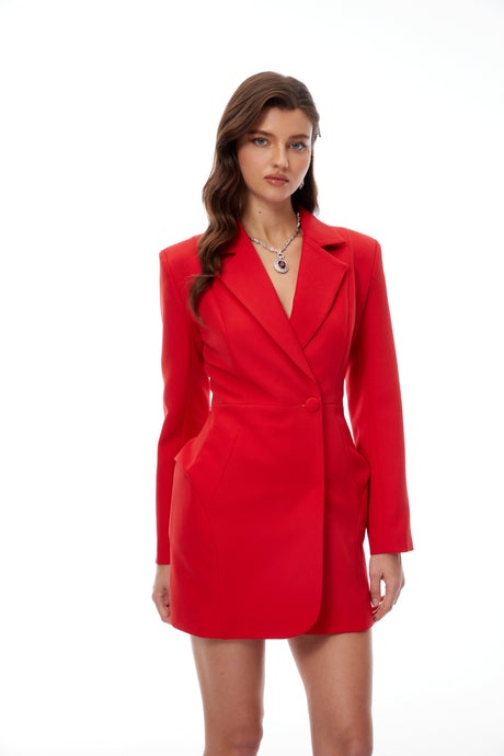 Aurohaya Pálína Red Structured Mini Blazer Dress