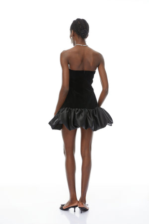 Aurohaya Lucía Black Beaded Embellished Velvet Mini Dress