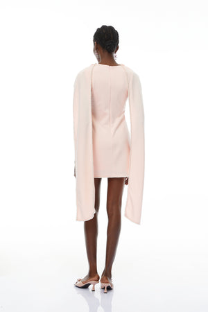Aurohaya Piroska Pink Sleeveless Pearl Trim Mini Dress