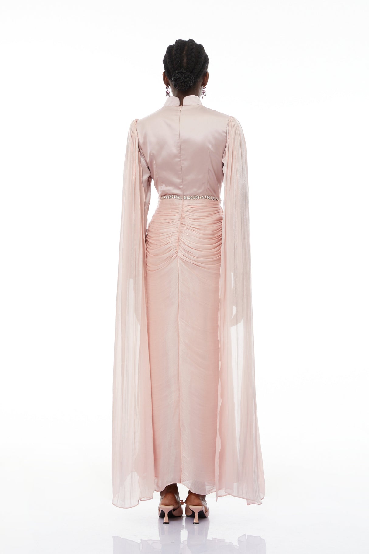 Aurohaya Andrine Pink Crystal Embellished Maxi Dress