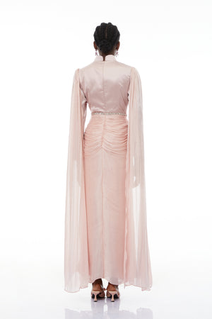 Aurohaya Andrine Pink Crystal Embellished Maxi Dress