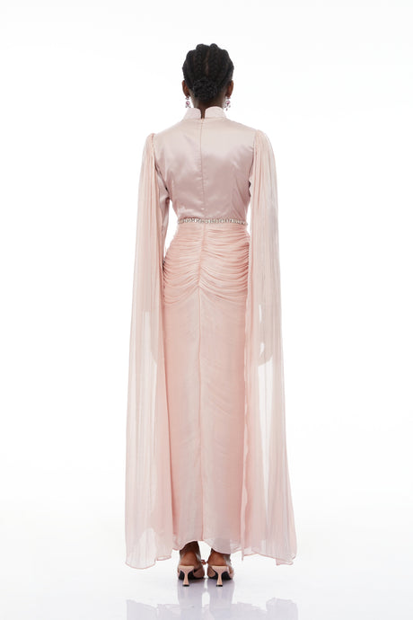 Aurohaya Andrine Pink Crystal Embellished Maxi Dress