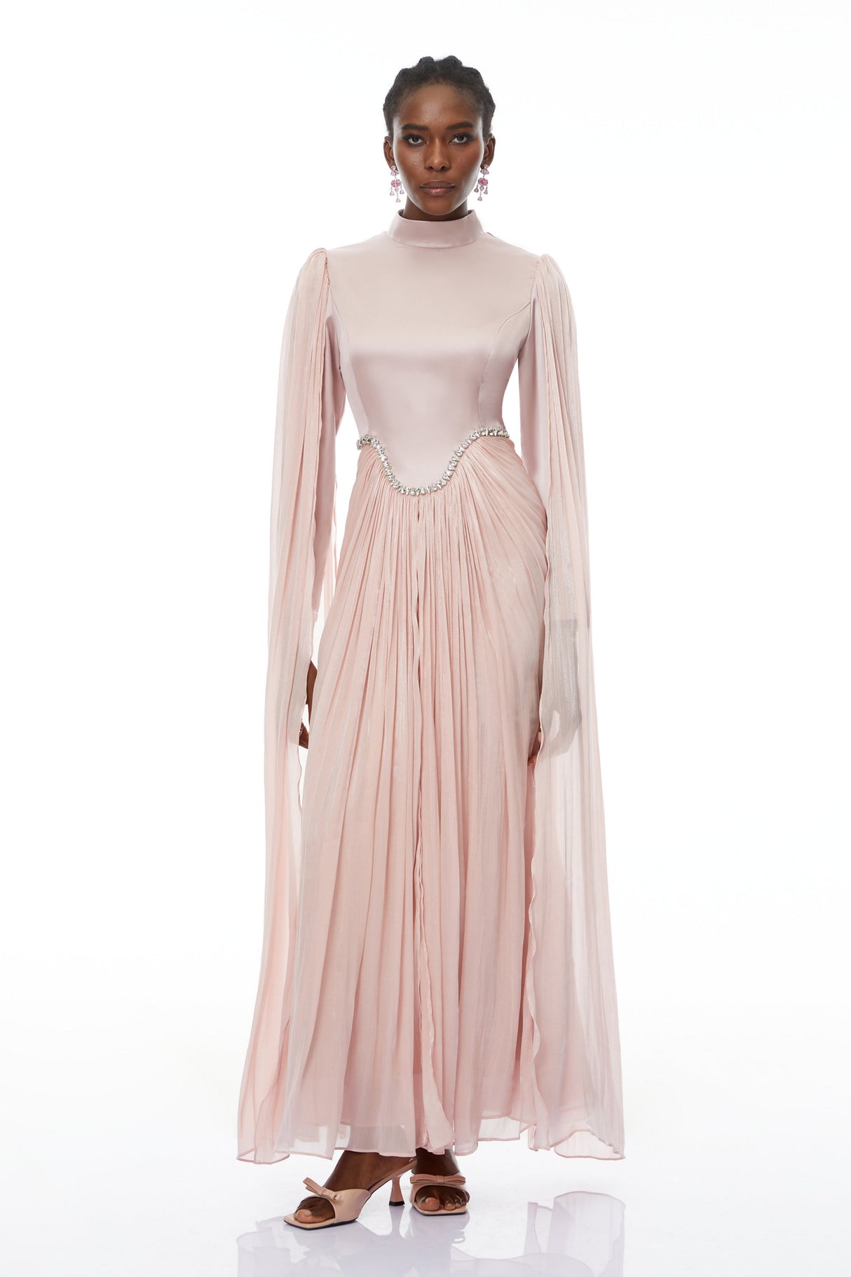 Aurohaya Andrine Pink Crystal Embellished Maxi Dress
