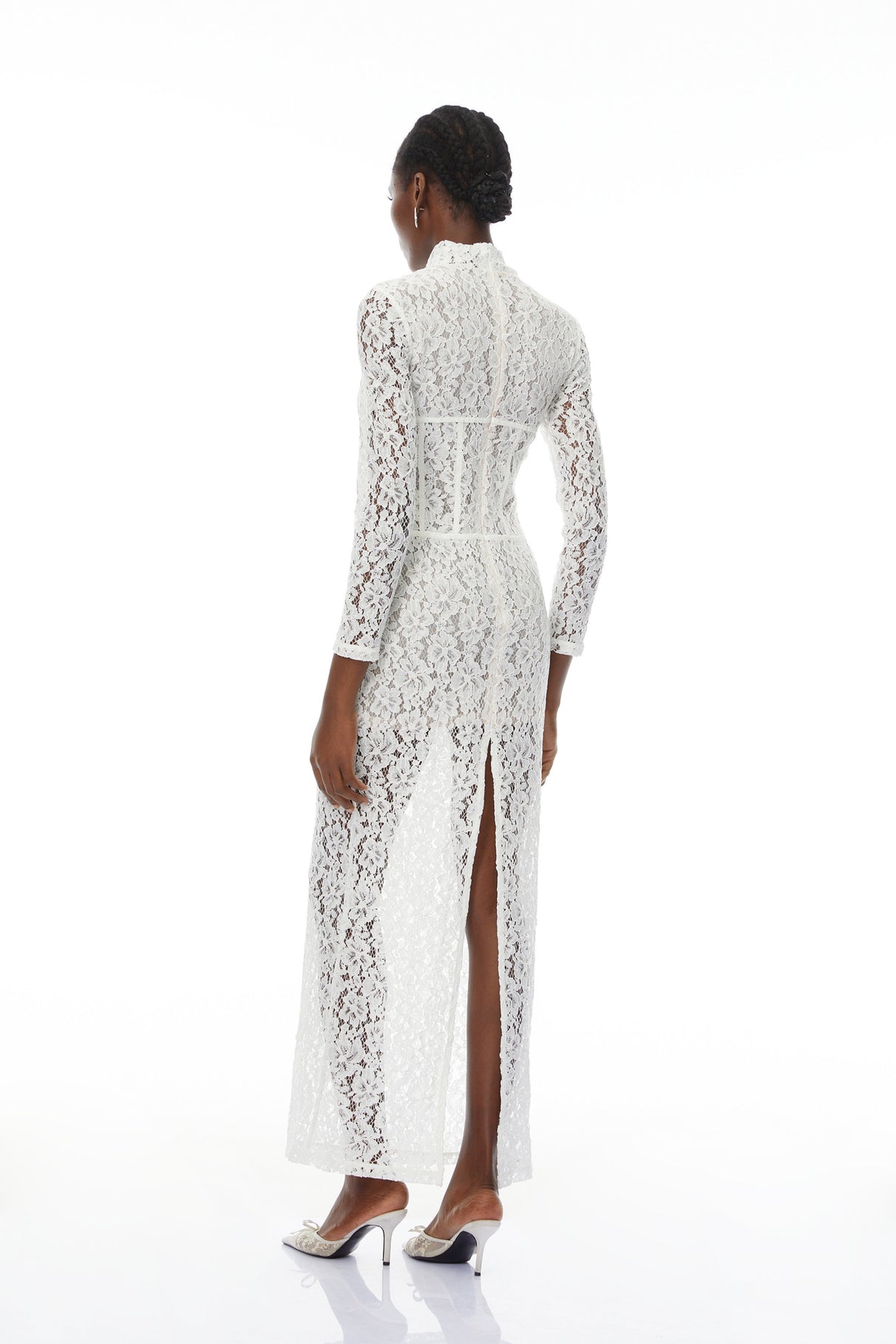 Aurohaya Darlene White Floral Lace Cut Out Maxi Dress