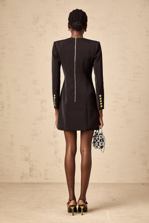 Aurohaya Dominique black lion-head blazer mini dress